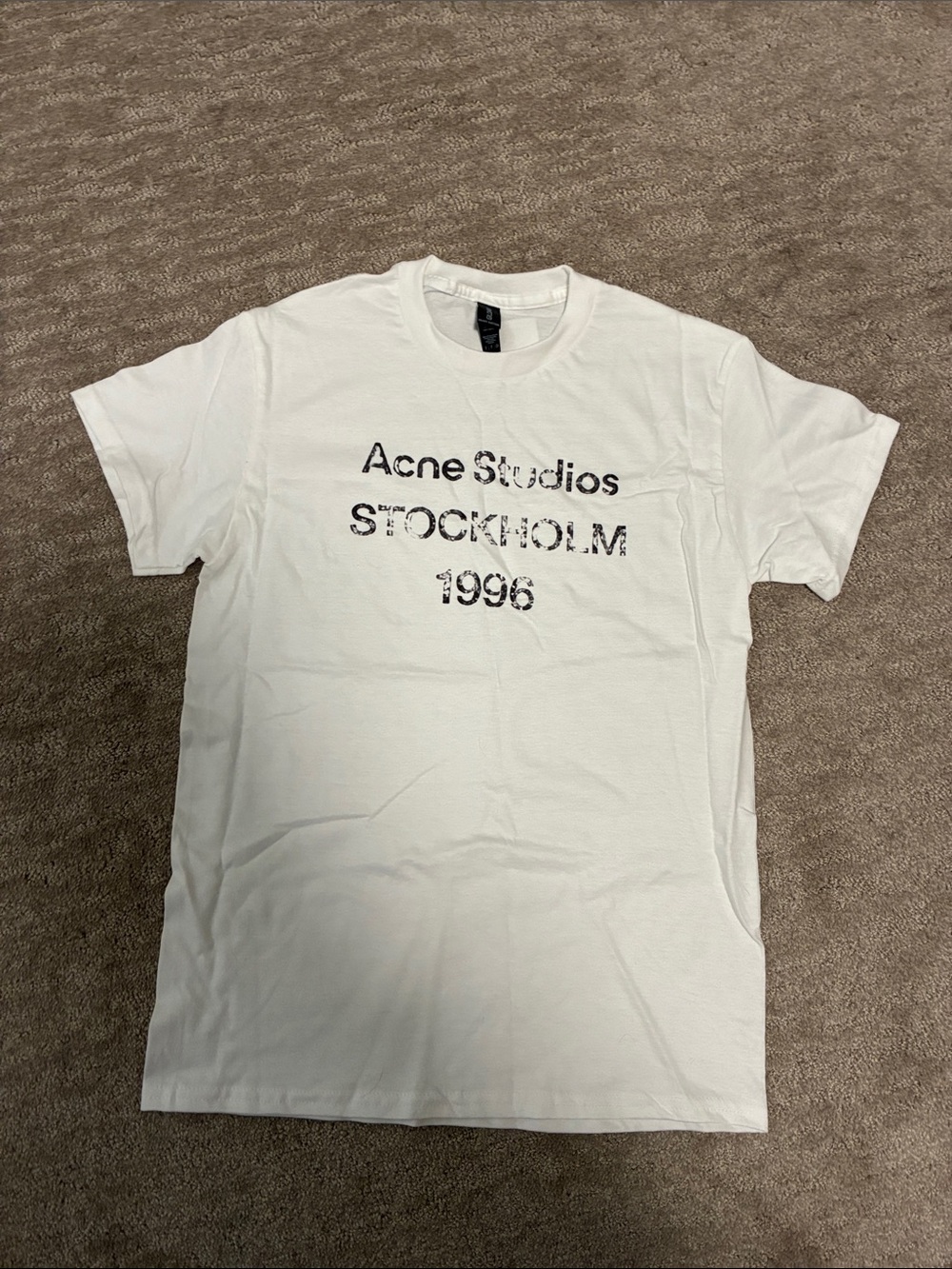 Gildan White Graphic Tee with Black Text